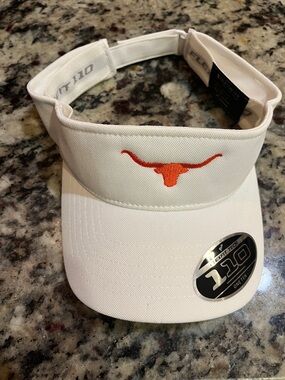 White Visor with Orange Longhorn Logo - Men's Sports Visor